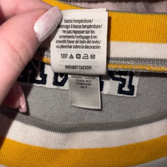 PINK ~ University of Michigan Crewneck Pullover in Gray with Navy and Ye… - Picture 12 of 12